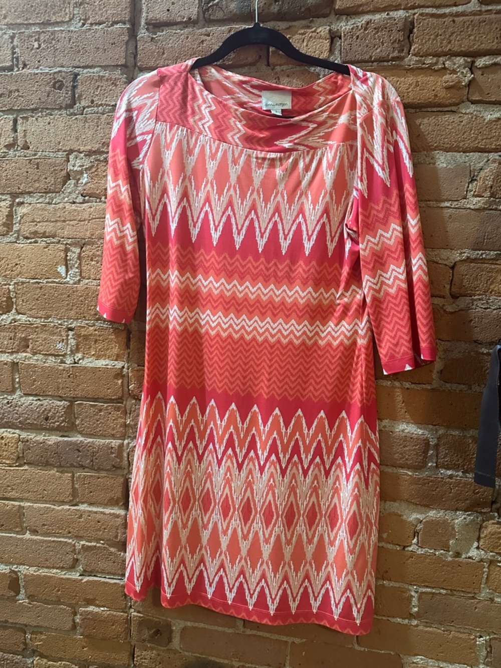 Donna Morgan Coral and White Zigzag Mini Dress